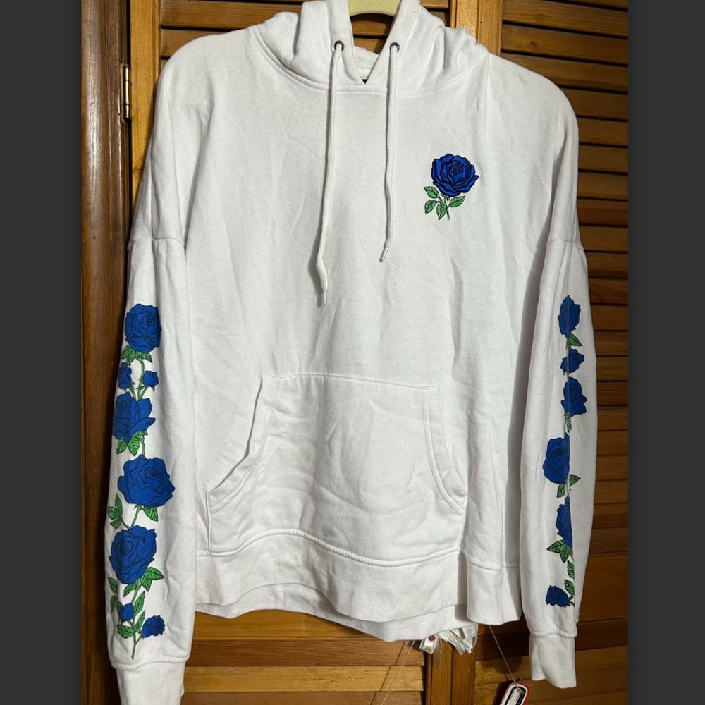Empyre Medium Blue Rose White Hoodie